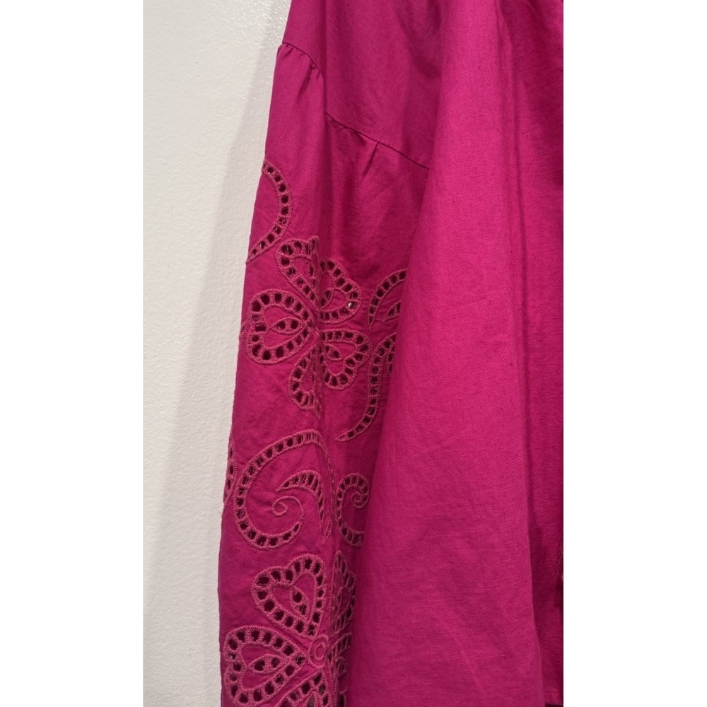 INC International Concepts Top Size Large Blouse Pink Linen Blend Peasant Eyelet - Picture 4 of 8